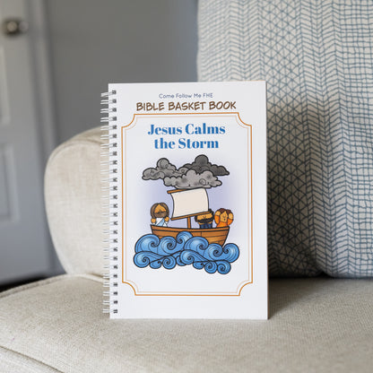 Open pages showing an illustrated New Testament story for children
